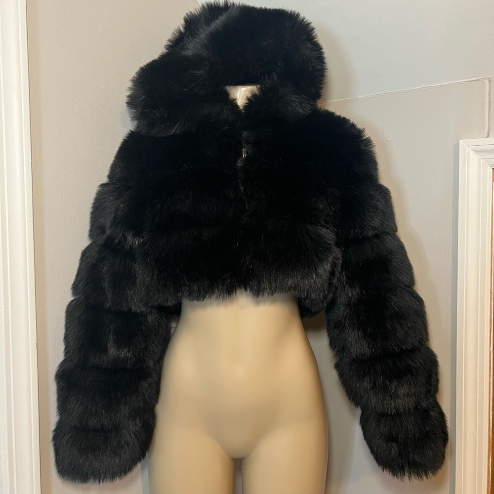 Black furry jacket